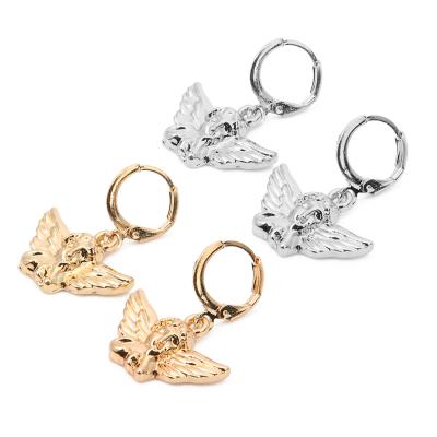 China FASHIONABLE Earrings2021 Alloy Plated 18k Gold Wing Charm Drop Earring Angel Wing Hoop Earrings for sale