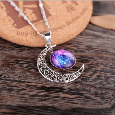 China FASHIONABLE Gemstone Starry Necklace Time Necklace Moon Sky Pendant Necklace for sale