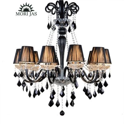 China High Quality Modern Luxury Large Long Pendant Light Chandeliers Gold Black Hanging Lights Crystal Villa Hotel Chandelier Lamp for sale