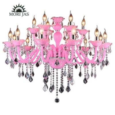 China Modern Hot Sale European Manufacturer of America Style Vintage Friendly Crystal Lights Design Kids Room Pink Nordic Chandelier for sale