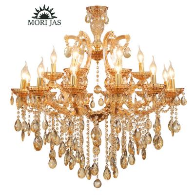 China Contemporary European hot sale promotional crystal chandelier gold to wedding event beautiful luxury crystal k9 lamp pendant lamp for sale