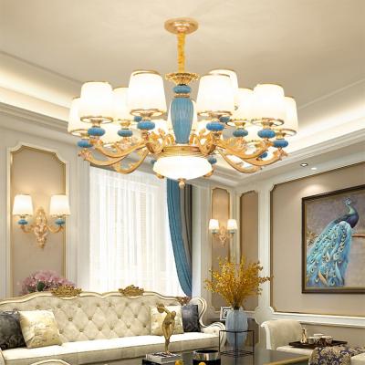 China French/European/American/Modern/Nordic/High Quality Chandelier For European Project Villas Flower Ceramic Glass Chandelier Lighting Luxury Big Flower Pendant Lights for sale