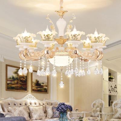 China French/European/American/Modern/Nordic/Gold 2021 Newest Design Big Around Living Room Luxury Crystal Pendant Lamp Restaurant Chandeliers For Living Room for sale