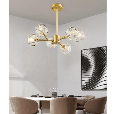 China Restaurant Home Style Wholesale Price Nordic Pendant Lights Nordic Modern/Contemporary/Postmodern Clear Glass Gold Chandelier Lamp Led Chandelier Lampara for sale