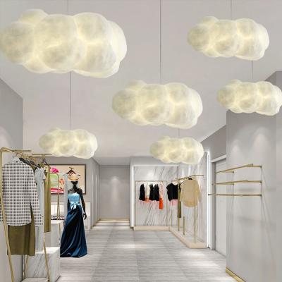 China Art Decor Droplight Soft Floating Clouds Modern Romantic White Silk Cotton Hanging Lamp Nordic/Post-Modern/Contemporary Pendant Light for Restaurant Bar Dining Room for sale