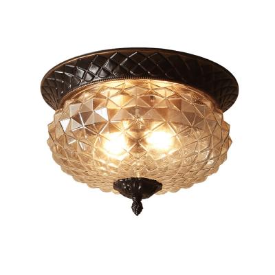 China European American Brass Glass Corridor Balcony Small Ceiling Porch Lamp Country Iron Lamp Gold Copper Round Outdoor Mounted Round for sale