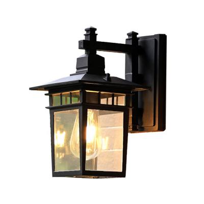 China New Design European/American/Classic/Modern/Retro/Antique/Vintage Black Bronze Led Square Wall Light E27*1 IP65 Blub Aluminum Waterproof Outdoor Wall Garden Landscape Lamp for sale