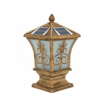 China /Tradition/ European/American/Modern Classic/Waterproof IP65 European Landscape Solar Outdoor Pillar Lights Southeast Asia Villa Garden Solar Powered Aluminum Gate Lamp for sale