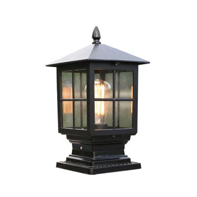 China European/American/Modern Antique/Classic/Luxury Modern Home Black Square Aluminum Waterproof Base Track Pillar Lamp IP65 Wall Lamp Post Lights Decorative Pillar Light for sale