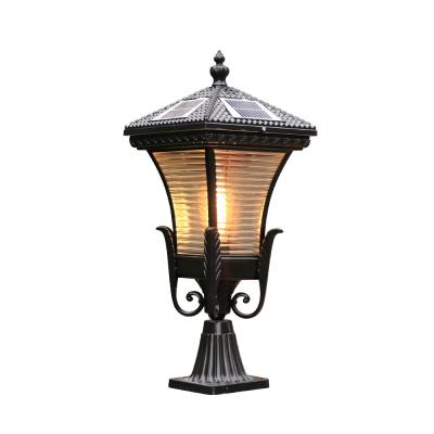 China European/American/Modern Antique/Classic/Luxury Solar Powered Outdoor Energy Saving Garden Deck Led Gate Post Lamp IP65 Solar Lantern Garden LED Pillar Light Lamp for sale