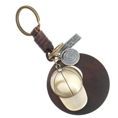 China Factory Environmental Friendly Store Personalized Fashionable Metal Caps Key Chain Braided Genuine Leather Key Chain for sale