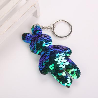 China Fashion small quantity fashion sequin key chain wholesale bling sequin key chain for charm women bags for sale