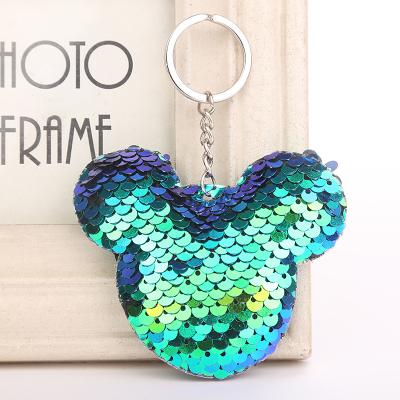 China Fashion Wholesale Handmade Custom Key Chain Sequin Personalized Car Keychain for sale