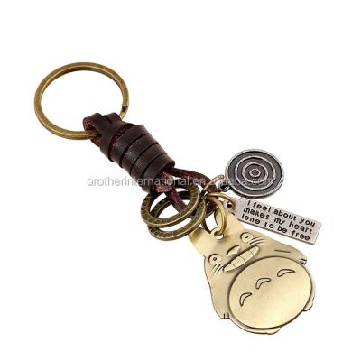 China Environmental Friendly Cute Punk Keychains Decor Alloy Charm Alloy Rush Delivery Genuine Leather Key Chain For New Year Gift for sale