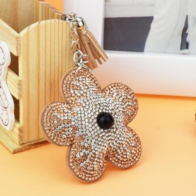 China Fashion Tassel Full Pendant Key Holder Bling Bling Crystal Paved Leather Key Chain for sale