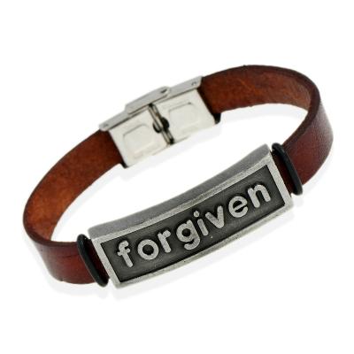 China Indulgent leather bracelet cheap punk cute letter charm bracelet for gift with stainless steel clasp for sale