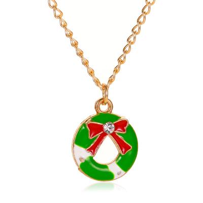 China Wholesale Custom Christmas Cute Jewelry Stock Oil Drip Christmas Charm Zinc Alloy Necklace for sale