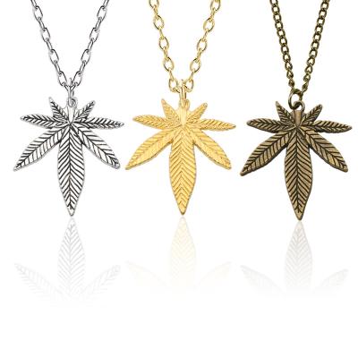 China CLASSIC Korean Style Metal Maple Leaf Necklace Weed Necklace Chain Pendant Jewelry for sale