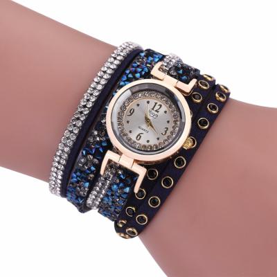 China New Fashion Non-Specific Wrap Bracelet Wrist Leather Crystal Women Watch Lady Quartz Watch for sale