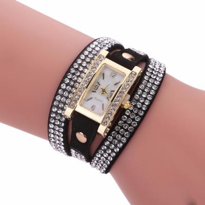 China Non-Specific Women Wrap Watch Crystal Rivet Bracelet Quartz Watch Braided Wrap Wrap Wristwatch for sale