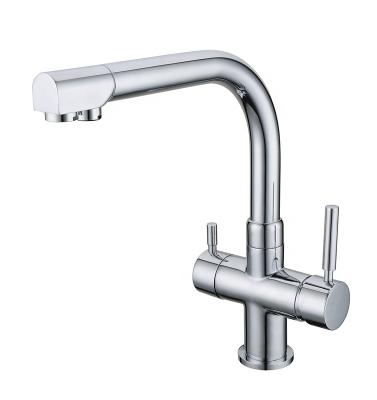 China Three way hot cold and filtered faucets Xiamen Skfirm sk-3301 kitchen triflow modern filter water mixer tap kitchen faucet for sale