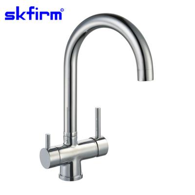 China Thermostatic Faucets Brass Body Polished Surface Four Way Faucet Hot RO Cold Water Faucet SK-4306 for sale