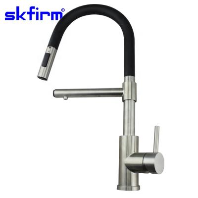 China Faucets Kitchen Faucet Thermostatic Black Stainless Steel Faucet With Sprayer Three Way Kitchen Faucet for sale