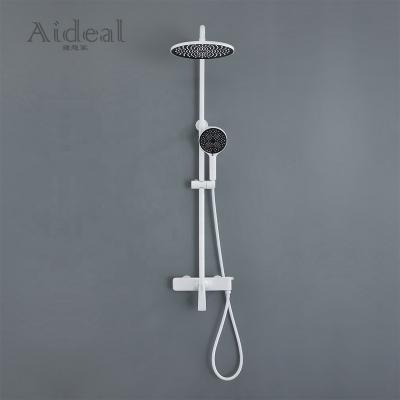 China With Sliding Bar Pure White Color Hotel Style Hotel And Expensive Simple Curved Family Tub Faucet Bath Shower Set for sale