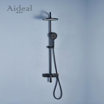 China With Slide Bar Modern Style Exposed Wall Mount Cost Efficient Popular Bathroom Faucet Shower Mixer Matte Black Brass for sale