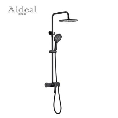 China With Slide Bar Fashional Design Large Size Top Shower Popular Triple Function Matte Black Rain Shower Mixer Faucet for sale