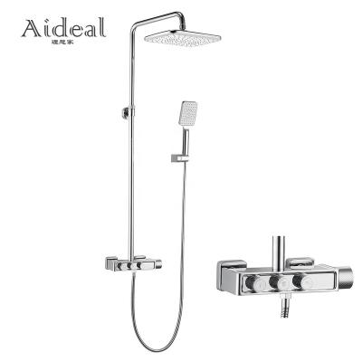 China With Slide Bar Luxury High Quality Bathroom Chrome Mixer Wall Mounted Brass Thermostatic Shower for sale