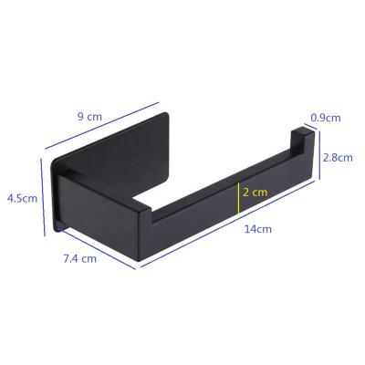 China Easy Cleaning No Drilling Strong SUS 304 Self Adhesive Matte Black Toilet Paper Holder Stainless Steel for sale