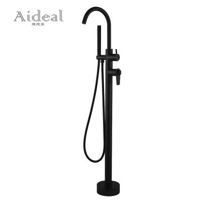 China Without Slide Bar Design Luxury Hotel Bath Shower Thermostatic Faucets And Matte Black Household Bathroom Free Standing Faucets for sale