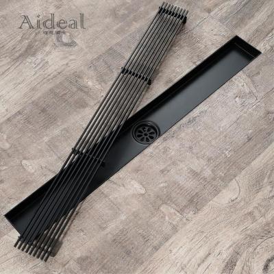 China Bathroom and Hotel Easy Clean Commercial Matte Black Pool and Garage Channel Linear Floor Drain for sale