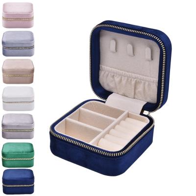 China Square Mirror Velvet Earring Travel Jewelry Boxes Ring Necklace Bangle Jewelery Organizer Case Wholesale Mirror for sale