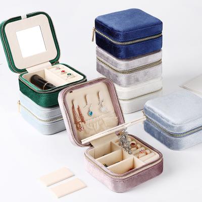 China Square Velvet Jewelry Storage Box Travel Jewelry Storage Box Gift Jewelry Storage Box for sale