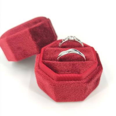 China Velvet + Octagonal Ring Box Factory Wholesale Octagonal Ring Box ABS Velvet Ring Box Couple Wedding Ring for sale