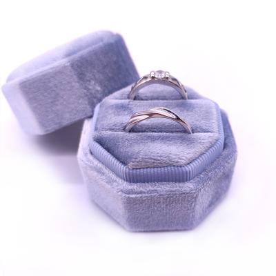 China Custom Made Luxury Velvet Ring Box Retro Velvet + ABS Purple Logo Octagonal Ring Box Velvet Gift Gift for sale