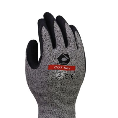 China High Quality Anti-cut Latex Wrinkle Coated Cut 5 Glove HPPE Shell In 13G Glove for sale