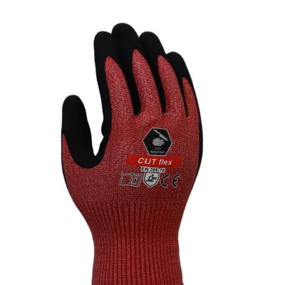 China Anti-Cut Protect Your Hands Cut Proof Gloves Mechanic Glove Cut Resistant Foam Sandy Nitrile Coated Glove With Cut A6 Shell In 13G Gloves for sale