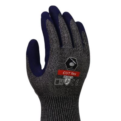 China Anti-Cut Foam Sandy Nitrile Coated Glove With Cut 5 HPPE Shell In 13G Work Gloves for sale