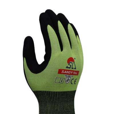 China Occupational Safety Anti-Slip Work Foam Sandy Latex Coated Glove With Polyester Shell In 15G Gloves for sale