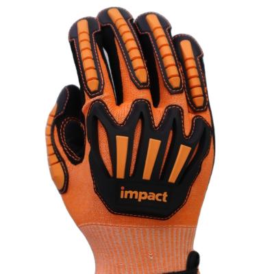 China Cut 5 HPPE Shell With Foam Sandy Nitrile Coating, TPR Impact On Back, Magic Cuff Work Anti-Cut Gloves for sale