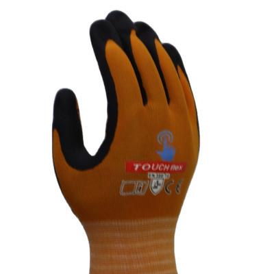 China 2020 New Sandy Nitrile Gloves With Polyester Touch Screen Glove S-XL for sale