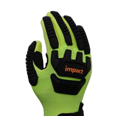 China Anti-impact Cut 5 HPPE Shell With Foam Sandy Nitrile Coating, Red Reinforcement, TPR Impact On The Back, Anti Slip Cut Out Impact Resistant Glove for sale