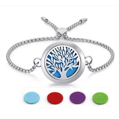 China TRENDY Adjustable 316L Stainless Steel Chain Essential Oil Diffuser Pendant Bracelet for sale