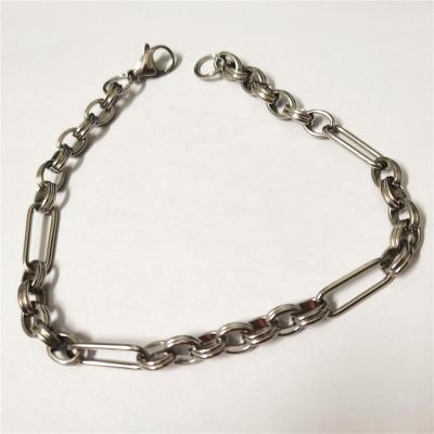 China FASHIONABLE Hot Selling Handmade Connecting Bracelet Design Stainless Steel Metal Ring Chain Bracelet for sale