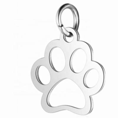 China TRENDY Stainless Steel Metal Bracelet Charm Silver Color Dog Paw Dangle Charm Accessories for sale