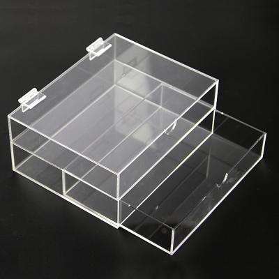 China Eco - Friendly 2 Layer Acrylic Makeup Drawer Organizer Box With Hinge Cover for sale