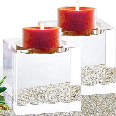 China Acrylic Tealight Candle Holders Block Dinner Table Decor Sets Durable / Eco - Friendly For Home for sale